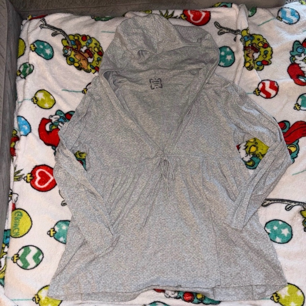 Gray Hooded Cardigan